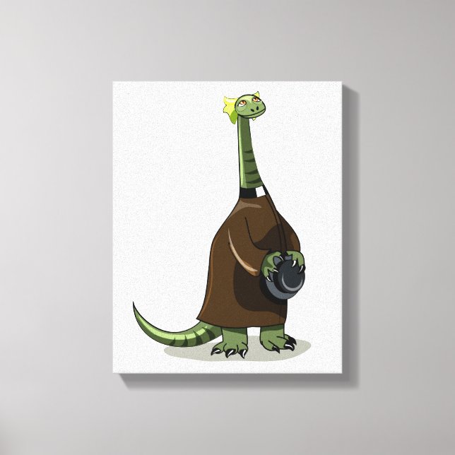 Illustration Of A Plateosaurus Dressed As A Priest Canvas Print (Front)
