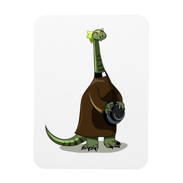 Illustration Of A Plateosaurus Dressed As A Priest Magnet (Vertical)