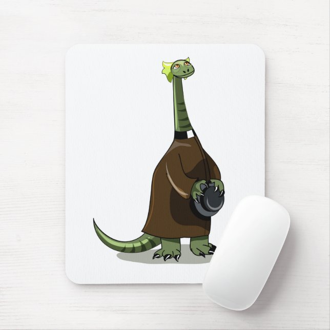 Illustration Of A Plateosaurus Dressed As A Priest Mouse Pad (With Mouse)