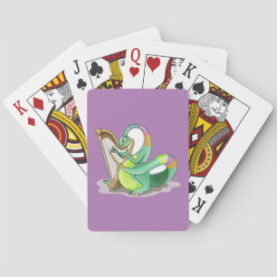 Illustration Of A Plateosaurus Playing The Harp. Cards