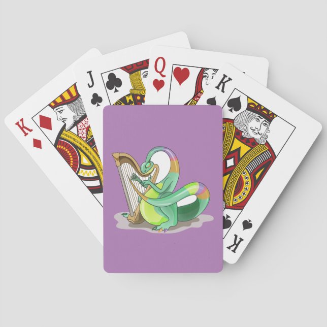 Illustration Of A Plateosaurus Playing The Harp. Playing Cards (Back)