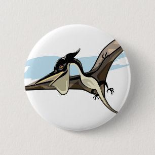Illustration Of A Pteranodon Dinosaur. 6 Cm Round Badge