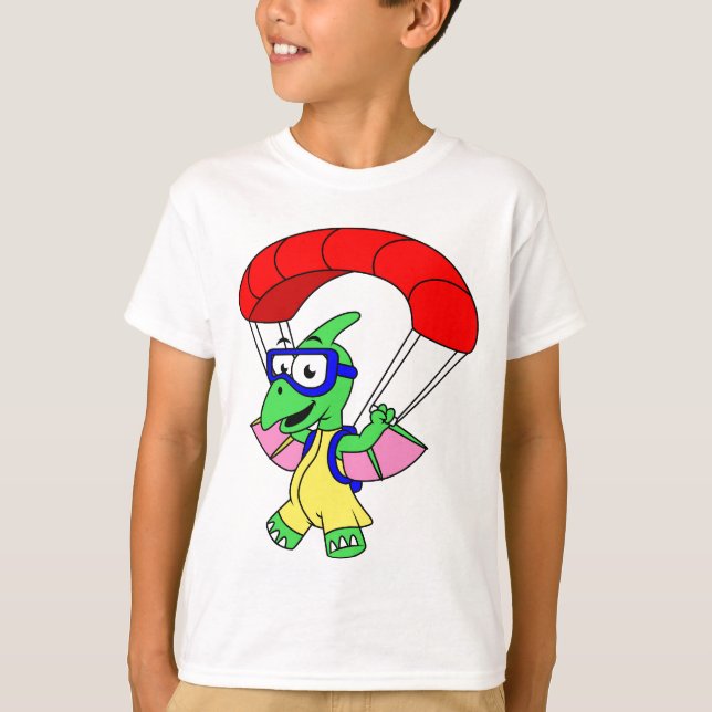 Illustration Of A Pterodactyl Parachuting. T-Shirt (Front)