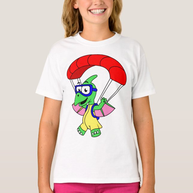 Illustration Of A Pterodactyl Parachuting. T-Shirt (Front)