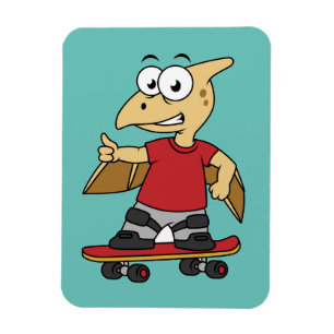 Illustration Of A Pterosaur Skateboarding. Magnet