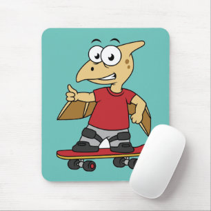 Illustration Of A Pterosaur Skateboarding. Mouse Pad