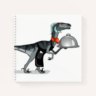 Illustration Of A Raptor Food Waiter. Notebook