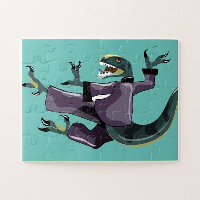 Illustration Of A Raptor Performing Karate. Jigsaw Puzzle (Horizontal)