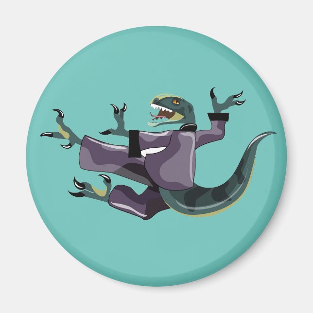 Illustration Of A Raptor Performing Karate. Magnet (Front)