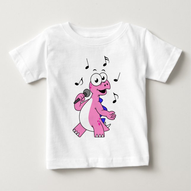 Illustration Of A Singing Stegosaurus. Baby T-Shirt (Front)
