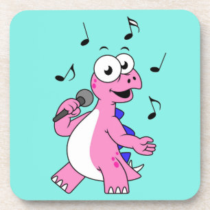 Illustration Of A Singing Stegosaurus. Coaster