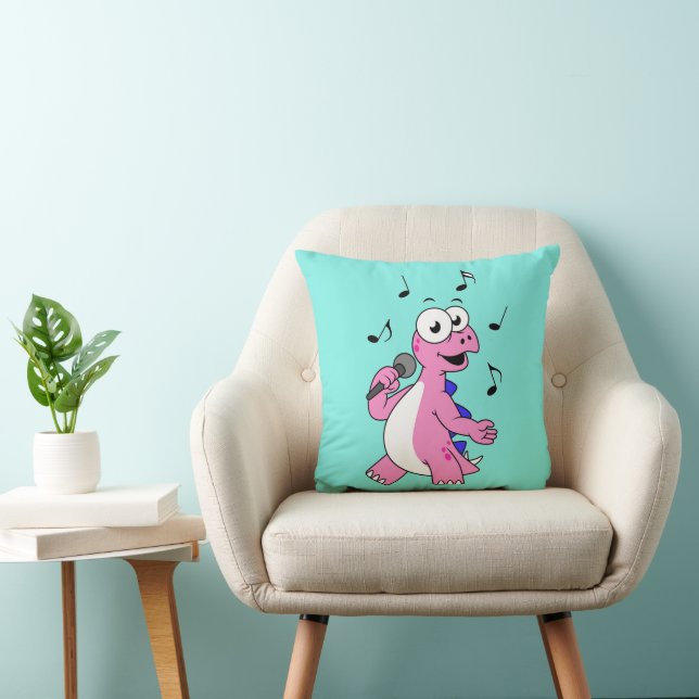 Illustration Of A Singing Stegosaurus. Cushion (Chair)