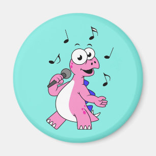 Illustration Of A Singing Stegosaurus. Magnet