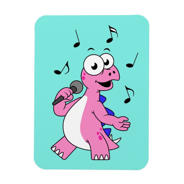 Illustration Of A Singing Stegosaurus. Magnet (Vertical)