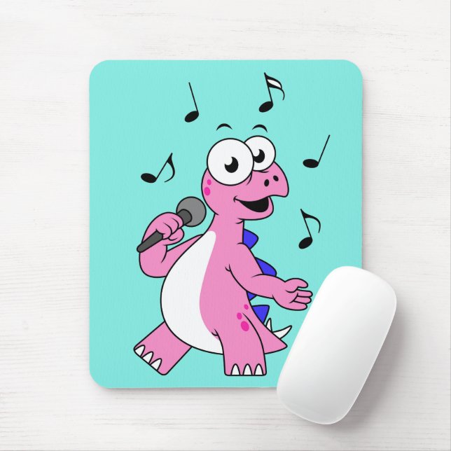 Illustration Of A Singing Stegosaurus. Mouse Pad (With Mouse)