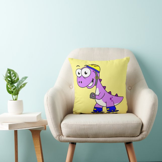 Illustration Of A Skating Tyrannosaurus Rex. Cushion (Chair)