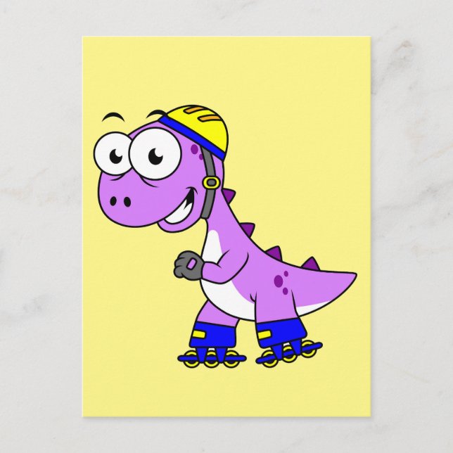 Illustration Of A Skating Tyrannosaurus Rex. Postcard (Front)