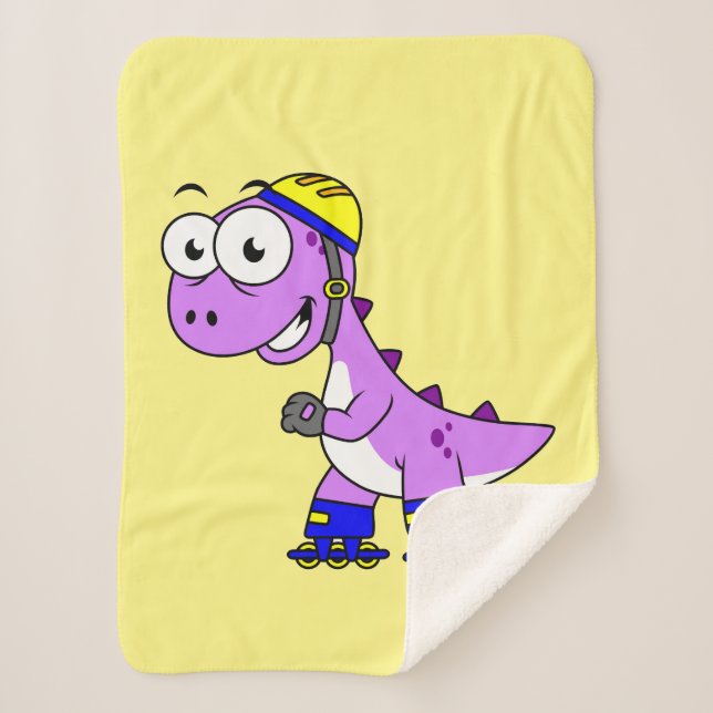 Illustration Of A Skating Tyrannosaurus Rex. Sherpa Blanket (Front)