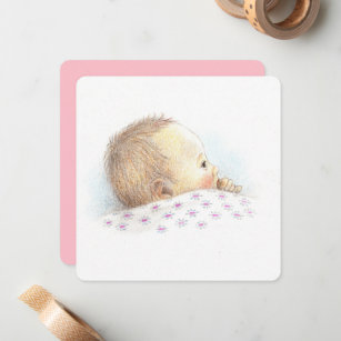Illustration of a sleeping baby. notebook card. card