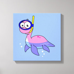 Illustration Of A Snorkeling Loch Ness Monster. Canvas Print
