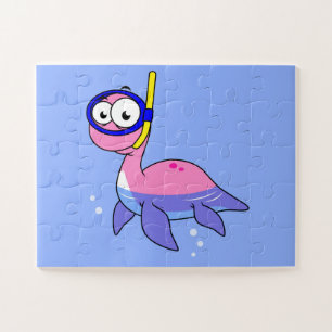 Illustration Of A Snorkeling Loch Ness Monster. Jigsaw Puzzle