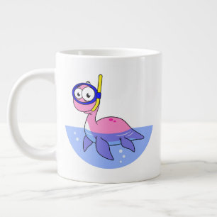 Illustration Of A Snorkeling Loch Ness Monster. Large Coffee Mug