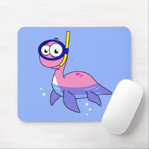 Illustration Of A Snorkeling Loch Ness Monster. Mouse Pad