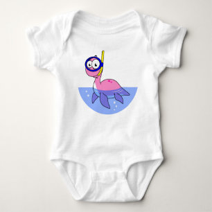 Illustration Of A Snorkelling Loch Ness Monster. Baby Bodysuit