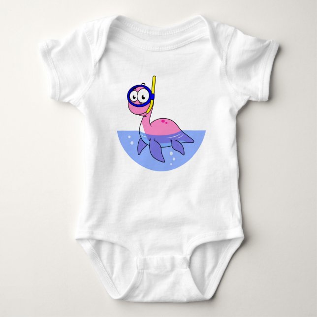 Illustration Of A Snorkelling Loch Ness Monster. Baby Bodysuit (Front)