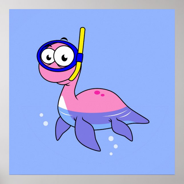 Illustration Of A Snorkelling Loch Ness Monster. Poster (Front)