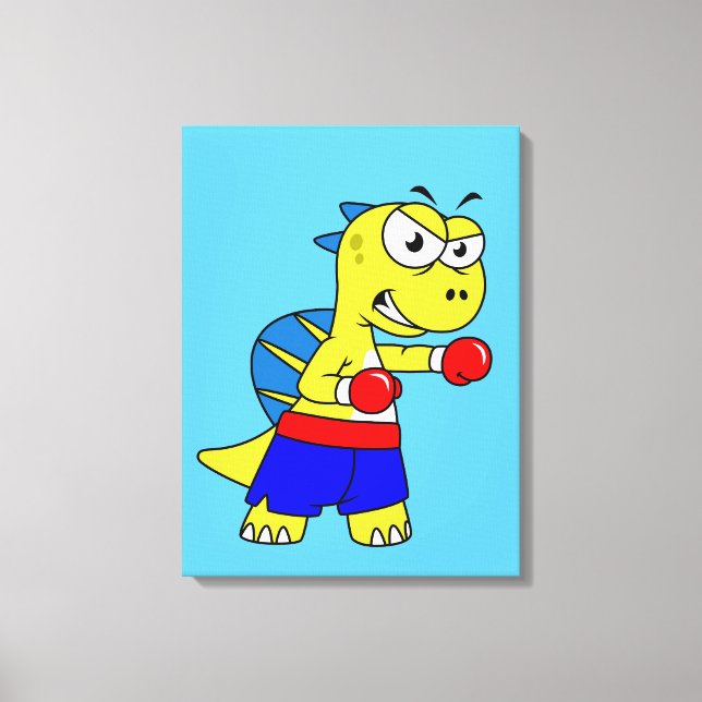 Illustration Of A Spinosaurus Boxing. Canvas Print (Front)