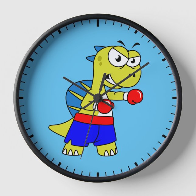Illustration Of A Spinosaurus Boxing. Clock (Front)