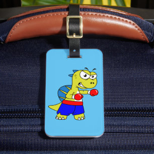 Illustration Of A Spinosaurus Boxing. Luggage Tag