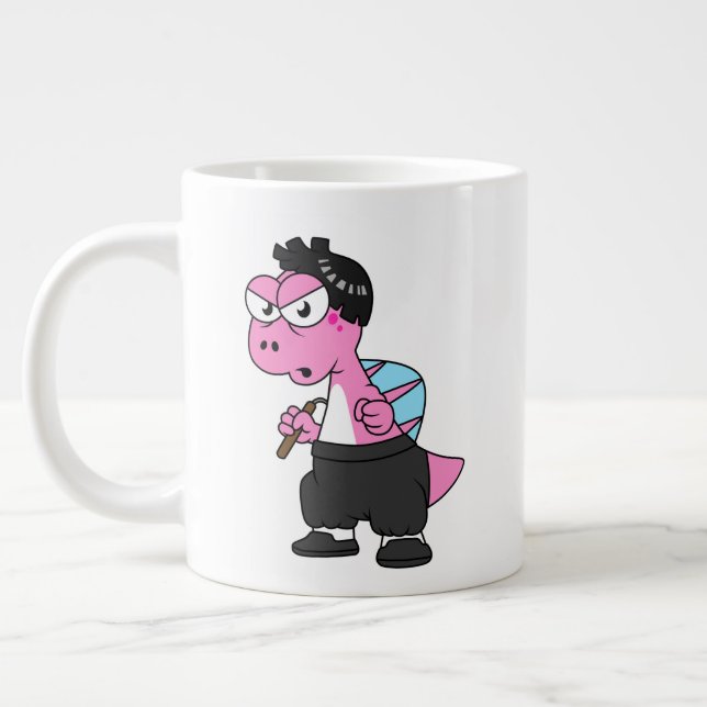 Illustration Of A Spinosaurus Bruce Lee. Large Coffee Mug (Left)