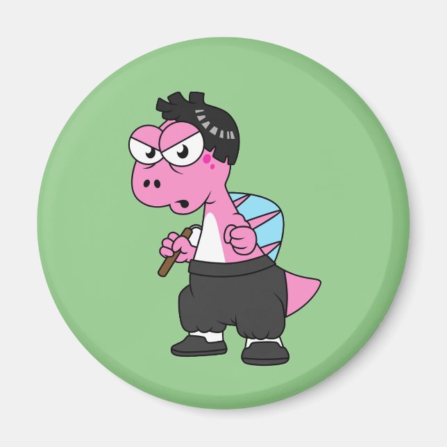 Illustration Of A Spinosaurus Bruce Lee. Magnet (Front)