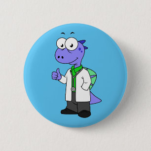 Illustration Of A Spinosaurus Doctor. 6 Cm Round Badge