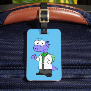 Illustration Of A Spinosaurus Doctor. Luggage Tag