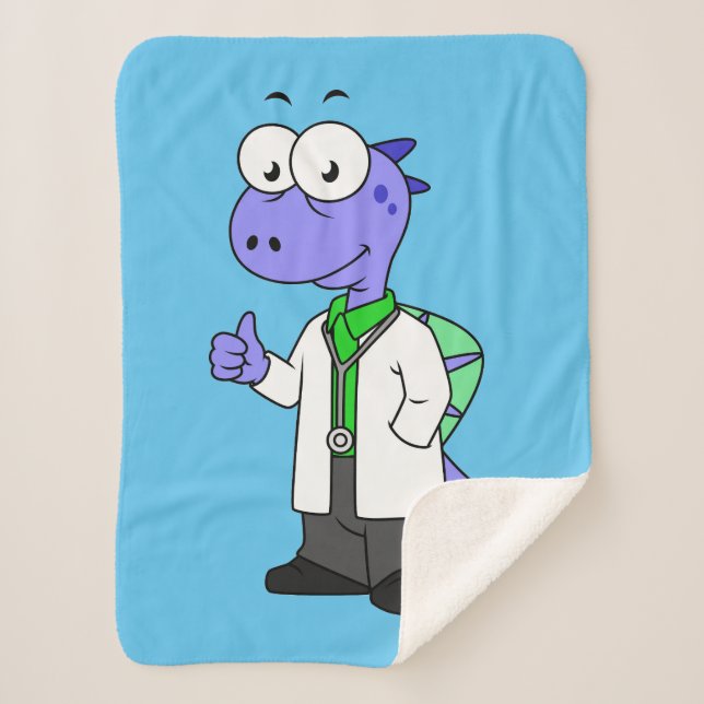 Illustration Of A Spinosaurus Doctor. Sherpa Blanket (Front)
