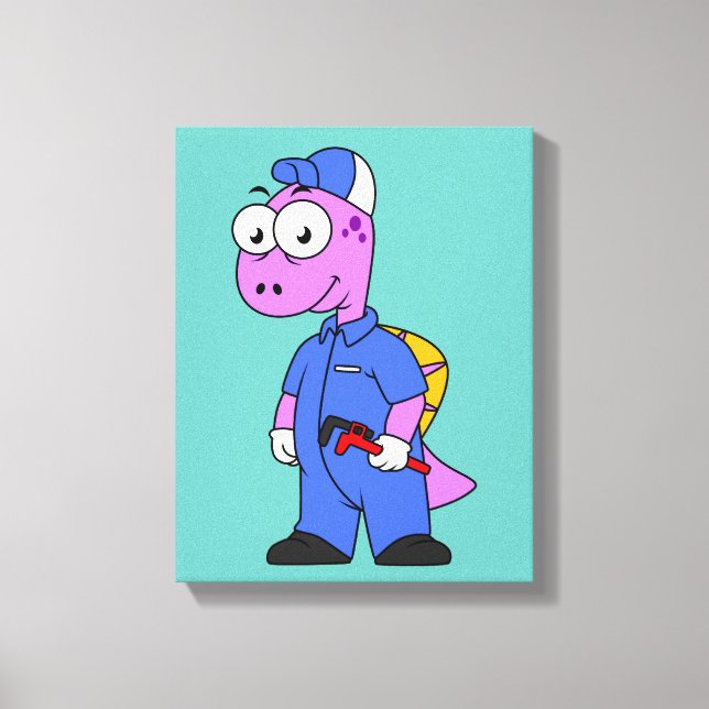 Illustration Of A Spinosaurus Plumber. Canvas Print (Front)