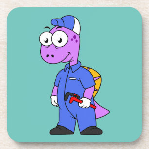 Illustration Of A Spinosaurus Plumber. Coaster