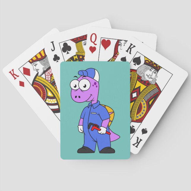 Illustration Of A Spinosaurus Plumber. Playing Cards (Back)