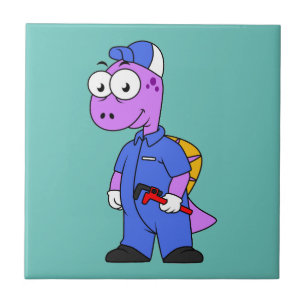 Illustration Of A Spinosaurus Plumber. Tile