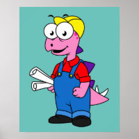 Illustration Of A Stegosaurus Construction Worker.