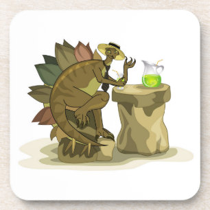 Illustration Of A Stegosaurus Drinking A Beverage. Coaster
