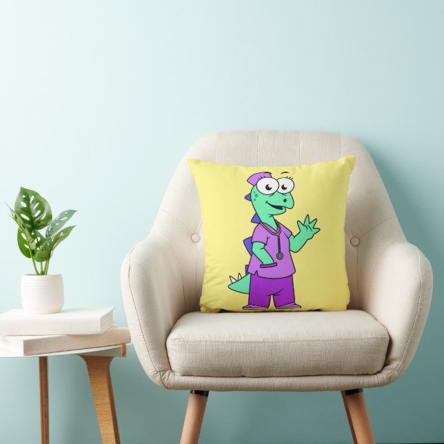 Illustration Of A Stegosaurus Nurse. Cushion (Chair)