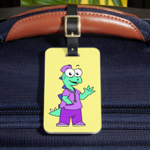 Illustration Of A Stegosaurus Nurse. Luggage Tag