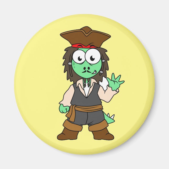 Illustration Of A Stegosaurus Pirate, Jack Sparrow Magnet (Front)