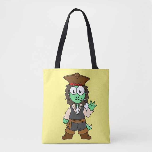 Illustration Of A Stegosaurus Pirate, Jack Sparrow Tote Bag (Front)