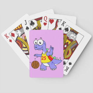 Illustration Of A Stegosaurus Playing Basketball. Cards
