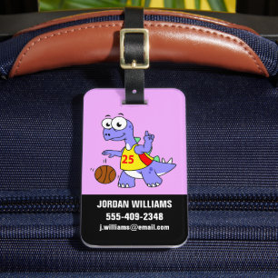 Illustration Of A Stegosaurus Playing Basketball. Luggage Tag